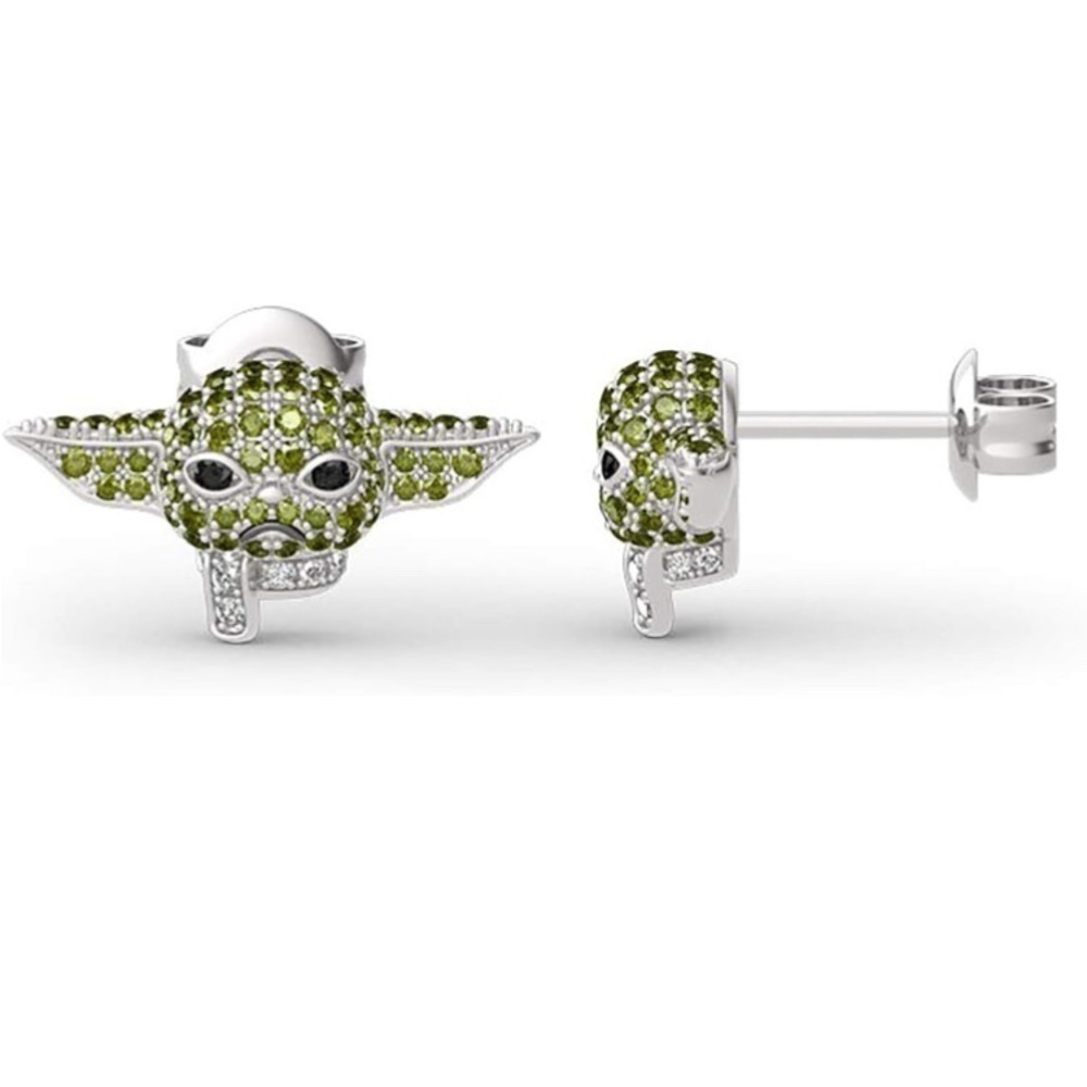 Disney Star Wars Yoda Stud Earrings w Grey Dust Bag